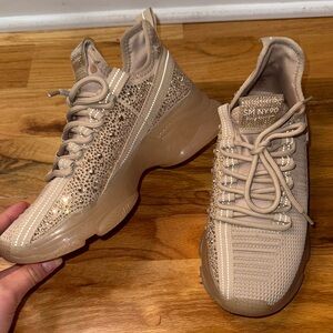 Steve Madden Beige Rhinestone Sneakers